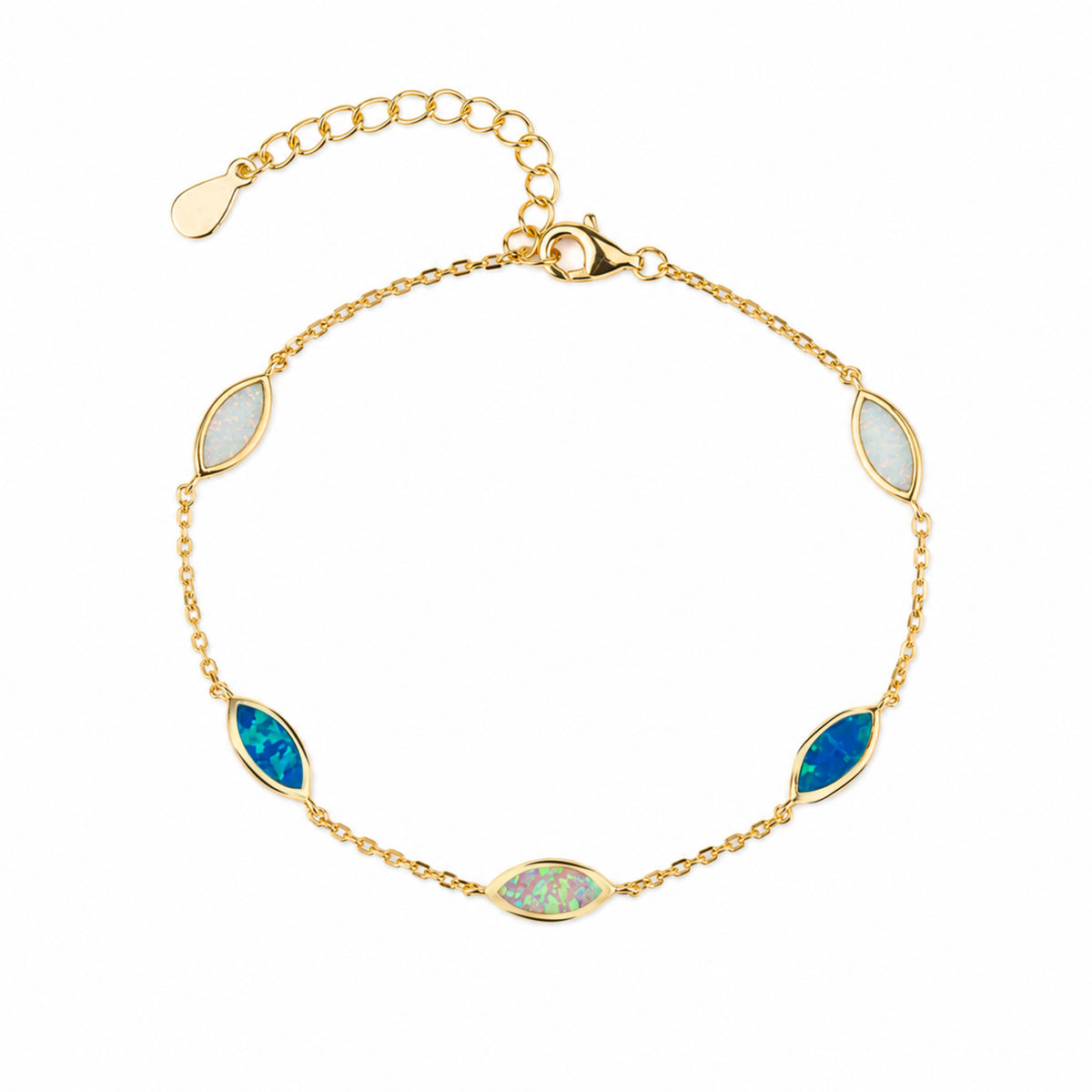 Marquise Faced Opal Sterling Silver Bracelet
