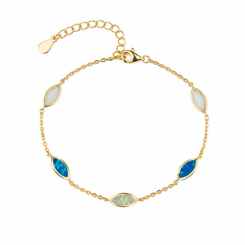 Marquise Faced Opal Sterling Silver Bracelet