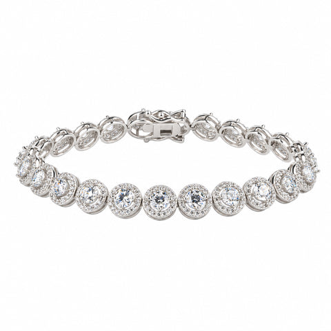 Grand Halo Sterling Silver Statement Bracelet