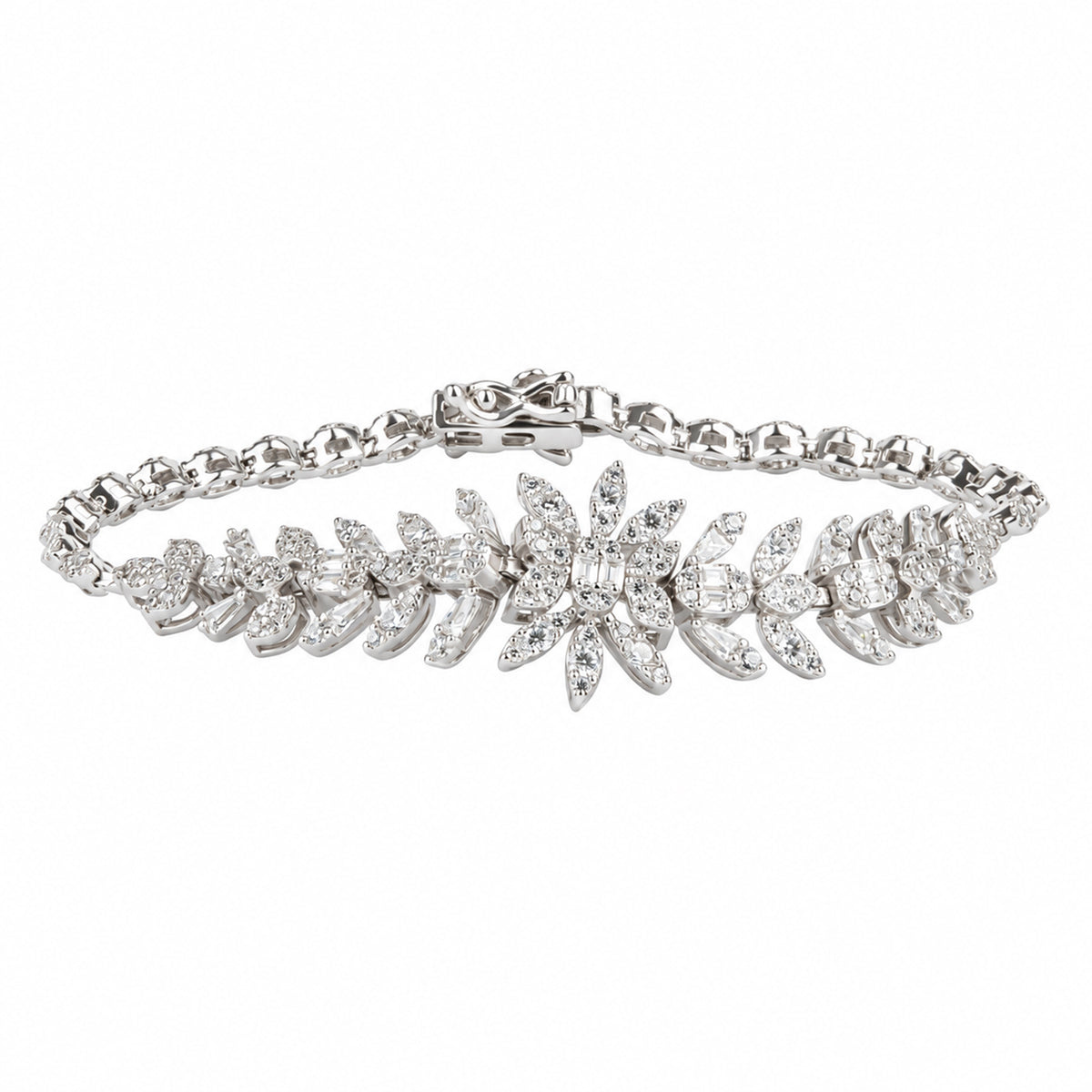 Botanical Cascade Sterling Silver Fringe Statement Tennis Bracelet
