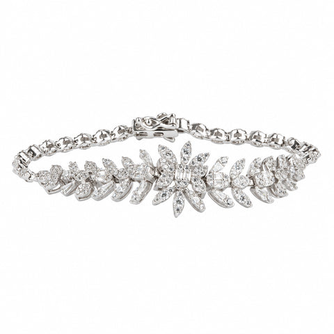 Botanical Cascade Sterling Silver Fringe Statement Tennis Bracelet