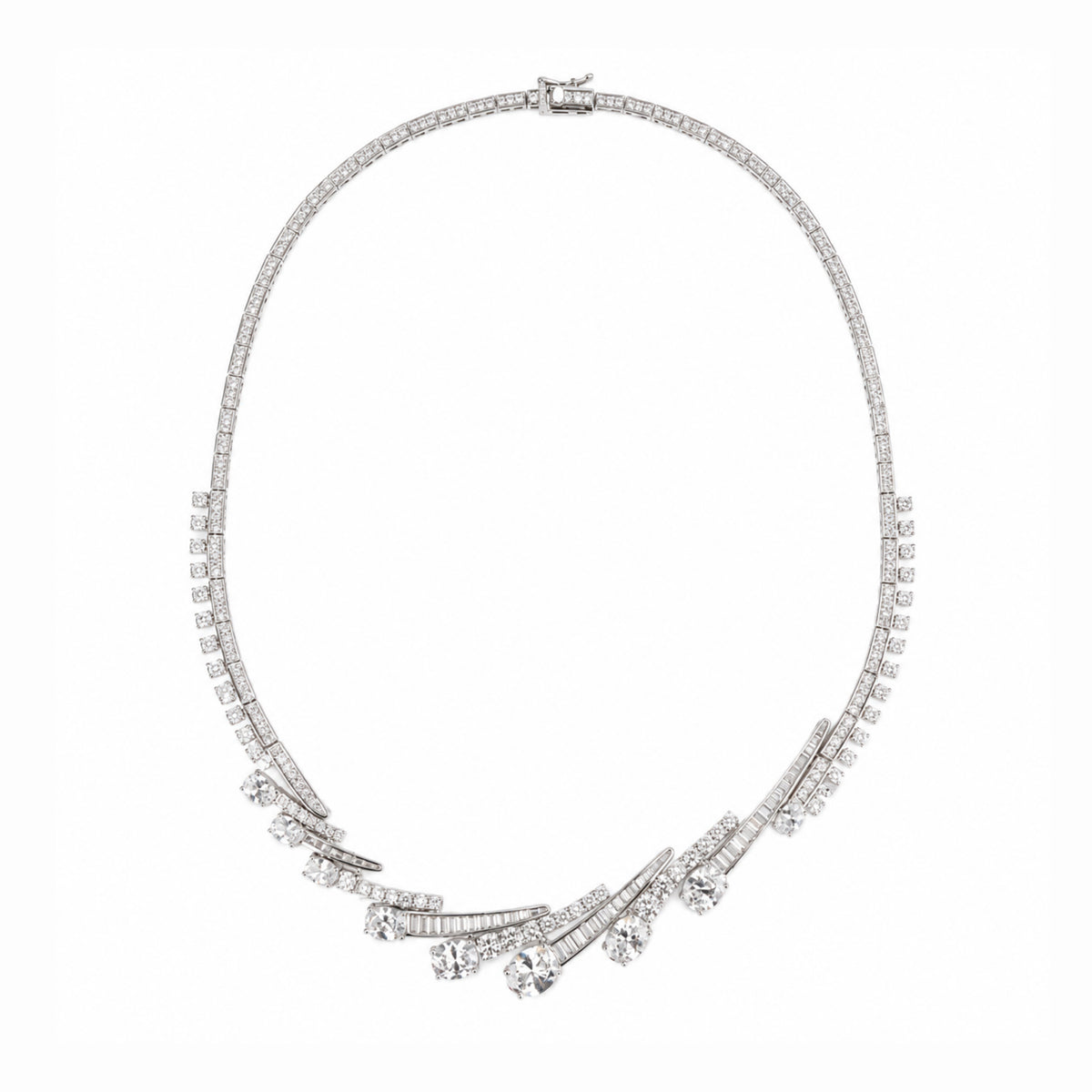 Starlight Cascade Sterling Silver Statement Necklace