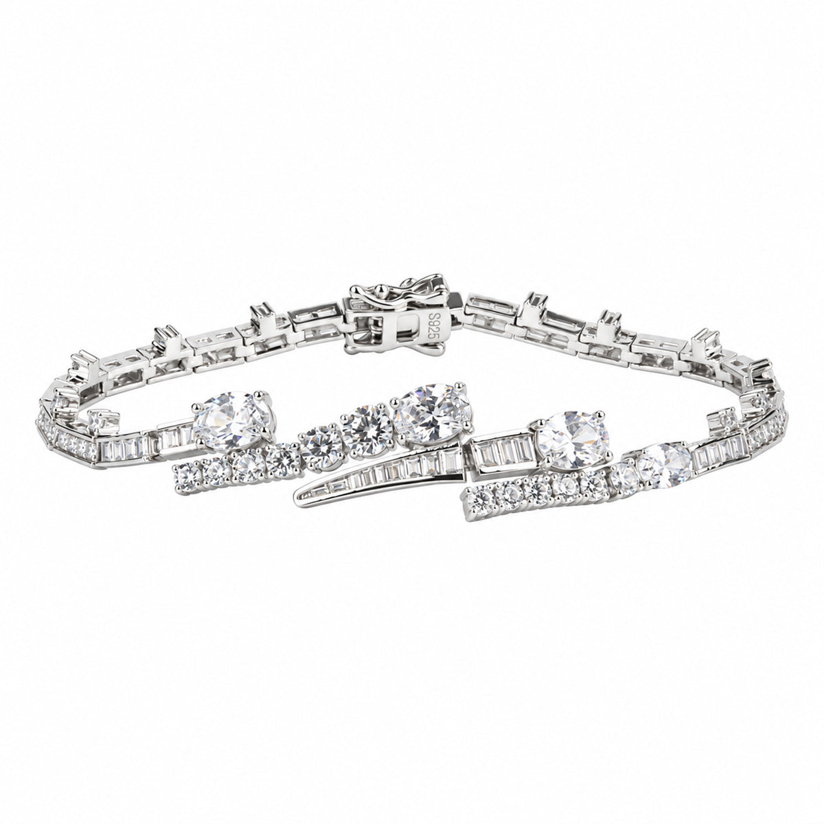 Starlight Cascade Sterling Silver Statement Tennis Bracelet