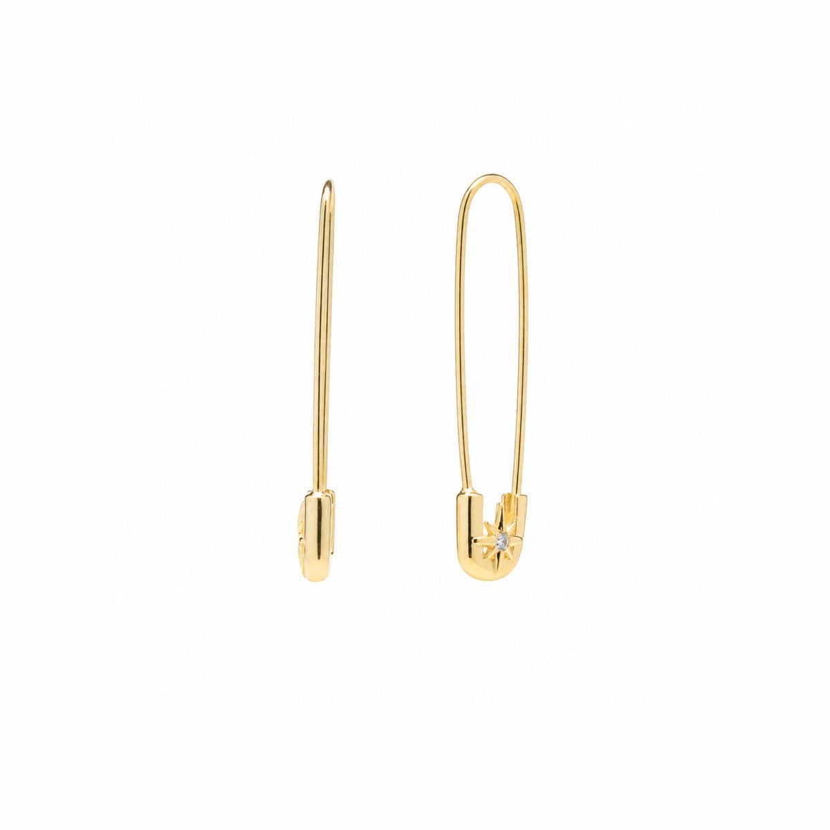 Sterling Silver Starburst Safety Pin Earring