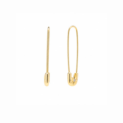 Sterling Silver Starburst Safety Pin Earring