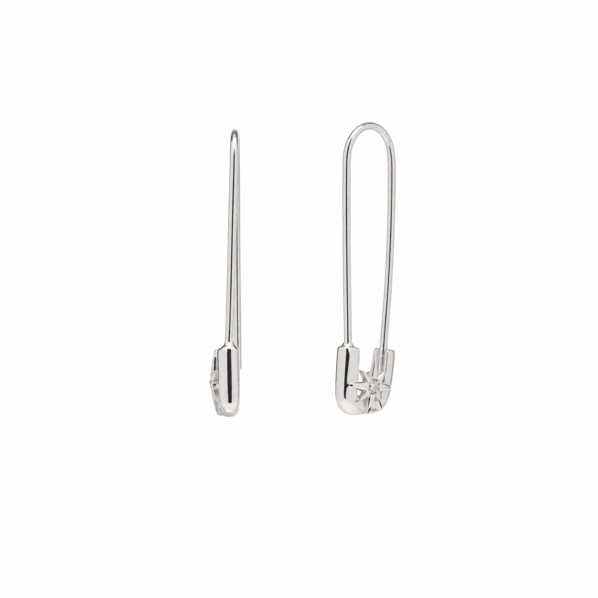 Sterling Silver Starburst Safety Pin Earring