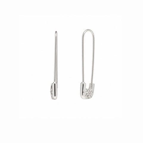 Sterling Silver Starburst Safety Pin Earring