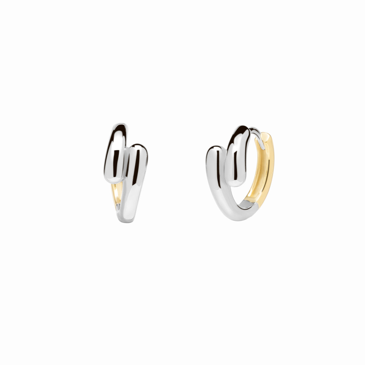 Sculpt Duo Sterling Silver Hoop Earrings