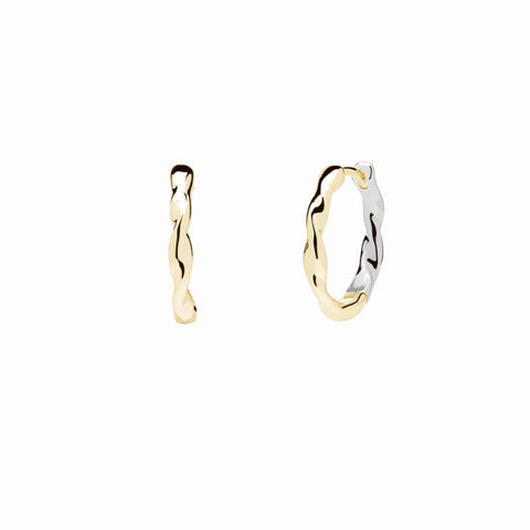 Mixed Metal Twist Hoop Earrings