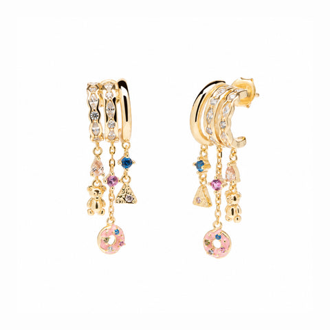 Sweet Charm Multi-Drop Donut Chunky Earrings