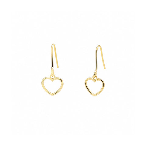 9Ct Solid Gold Heart Drop Earrings