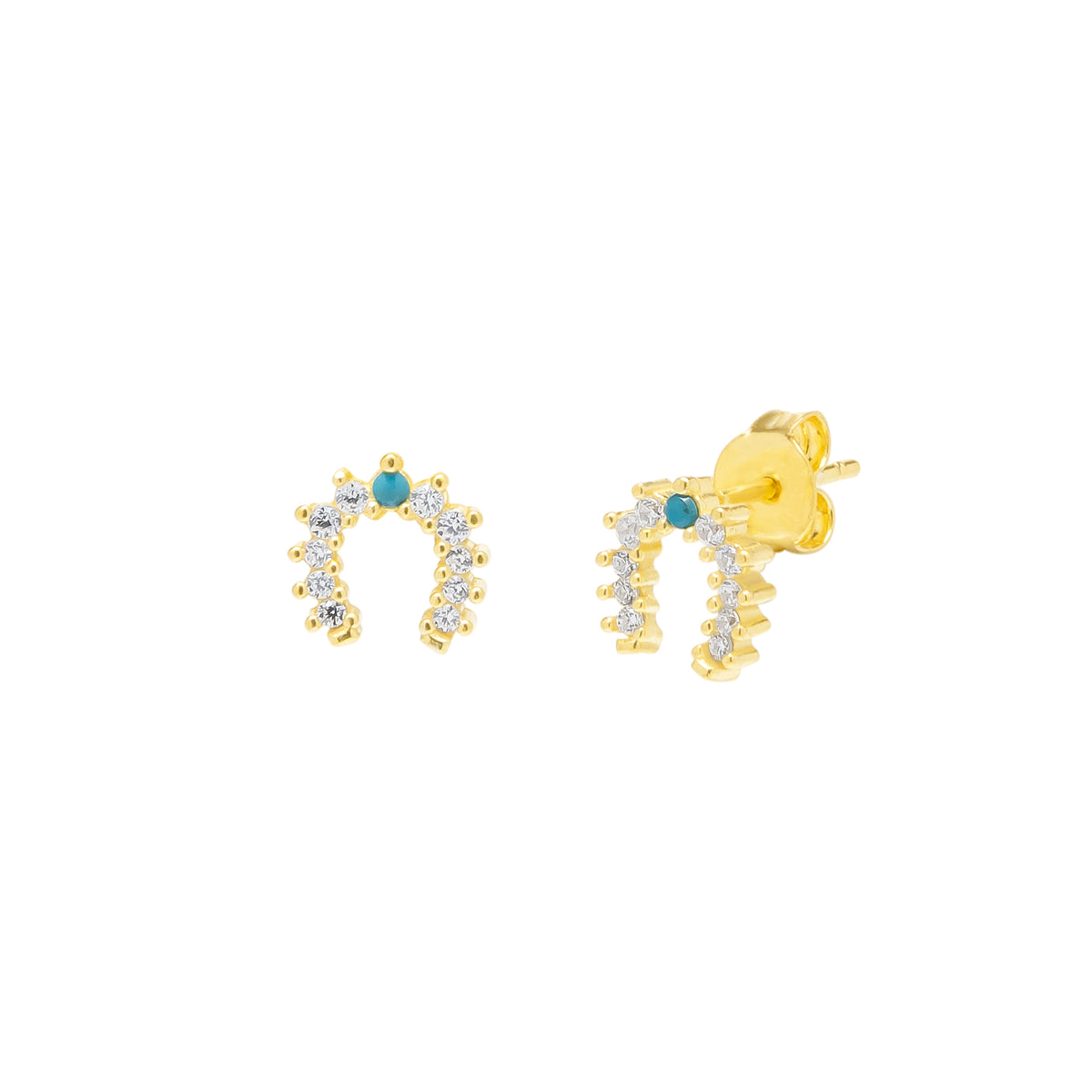 Sterling Silver Single Turquoise Horseshoe Stud Earring