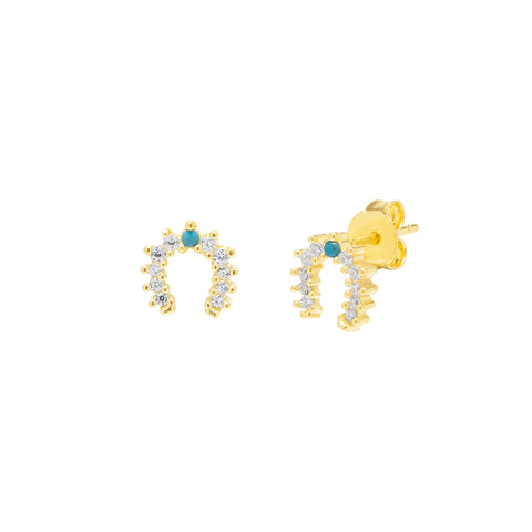 Sterling Silver Single Turquoise Horseshoe Stud Earring