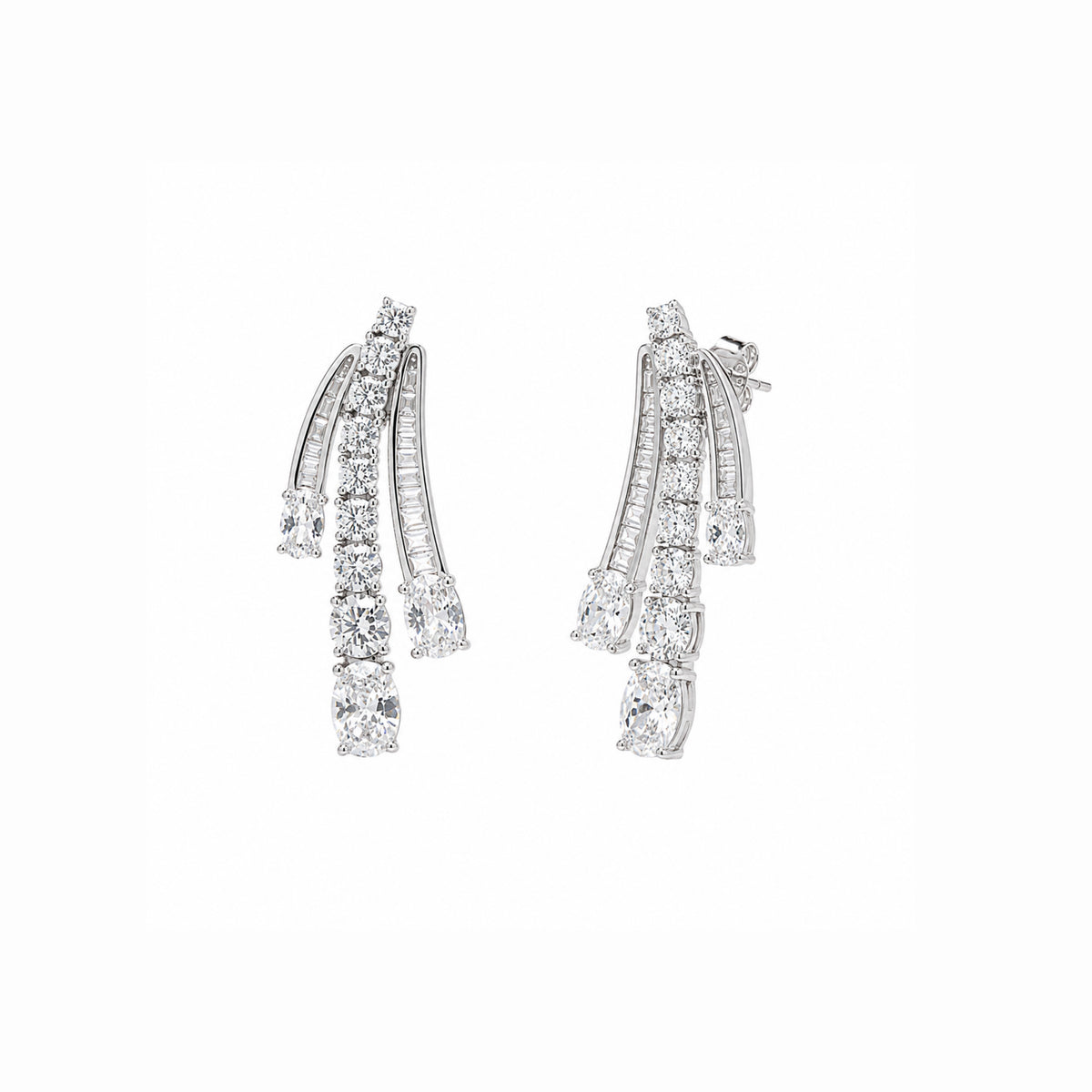 Starlight Cascade Sterling Silver Statement Earrings