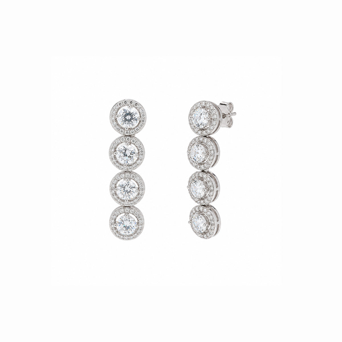 Grand Halo Sterling Silver Statement Stud Earrings