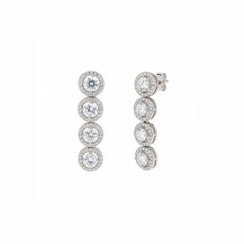 Grand Halo Sterling Silver Statement Stud Earrings
