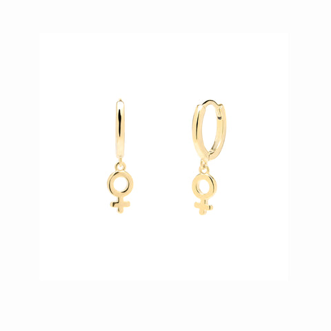 Feminine Venus Sterling Silver Hoop Drop Earrings