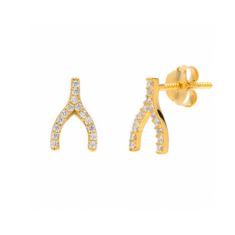 Sterling Silver Wishbone Stud Earring
