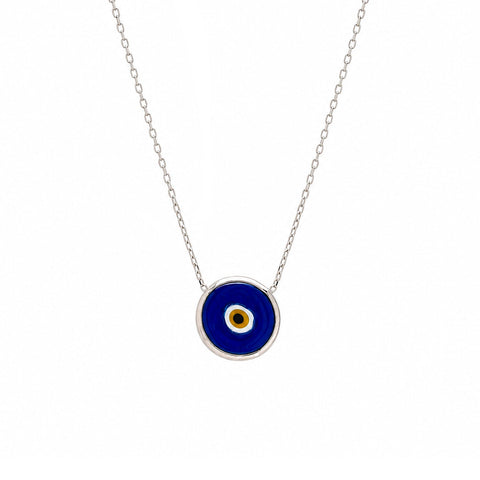 Sterling Silver Real Evil Eye Pendant Necklace