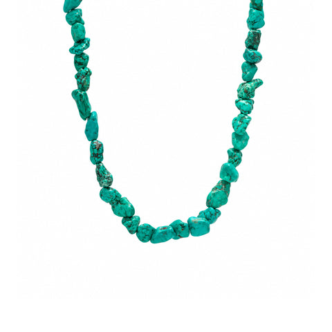 Natural Turquoise Gemstone Sterling Silver Nugget Necklace