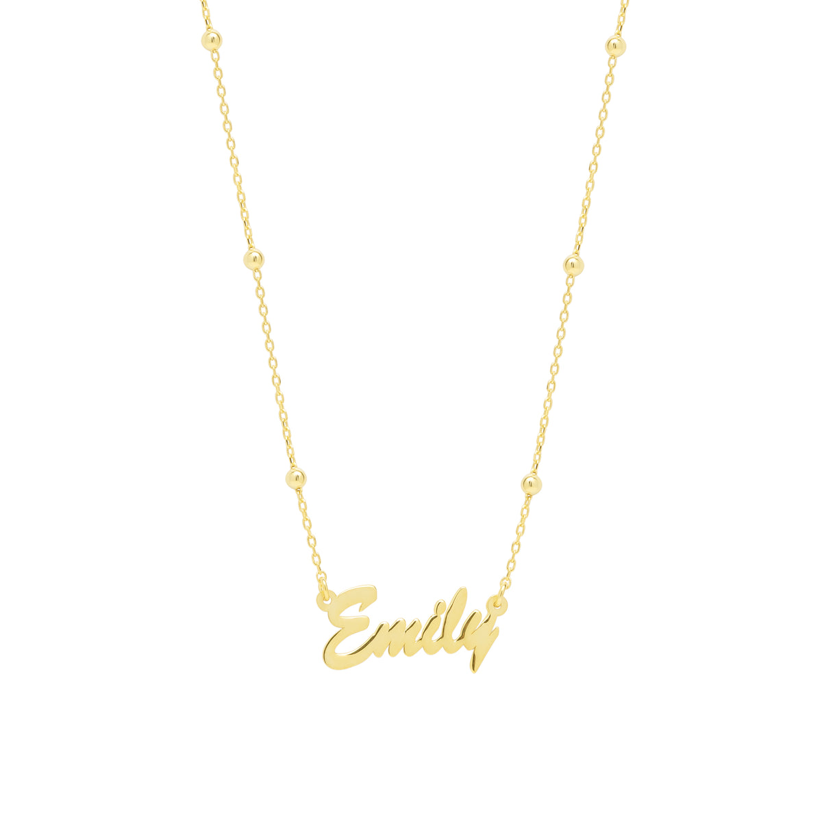 Fine Sterling Silver Satellite Beaded Signature Name Necklace