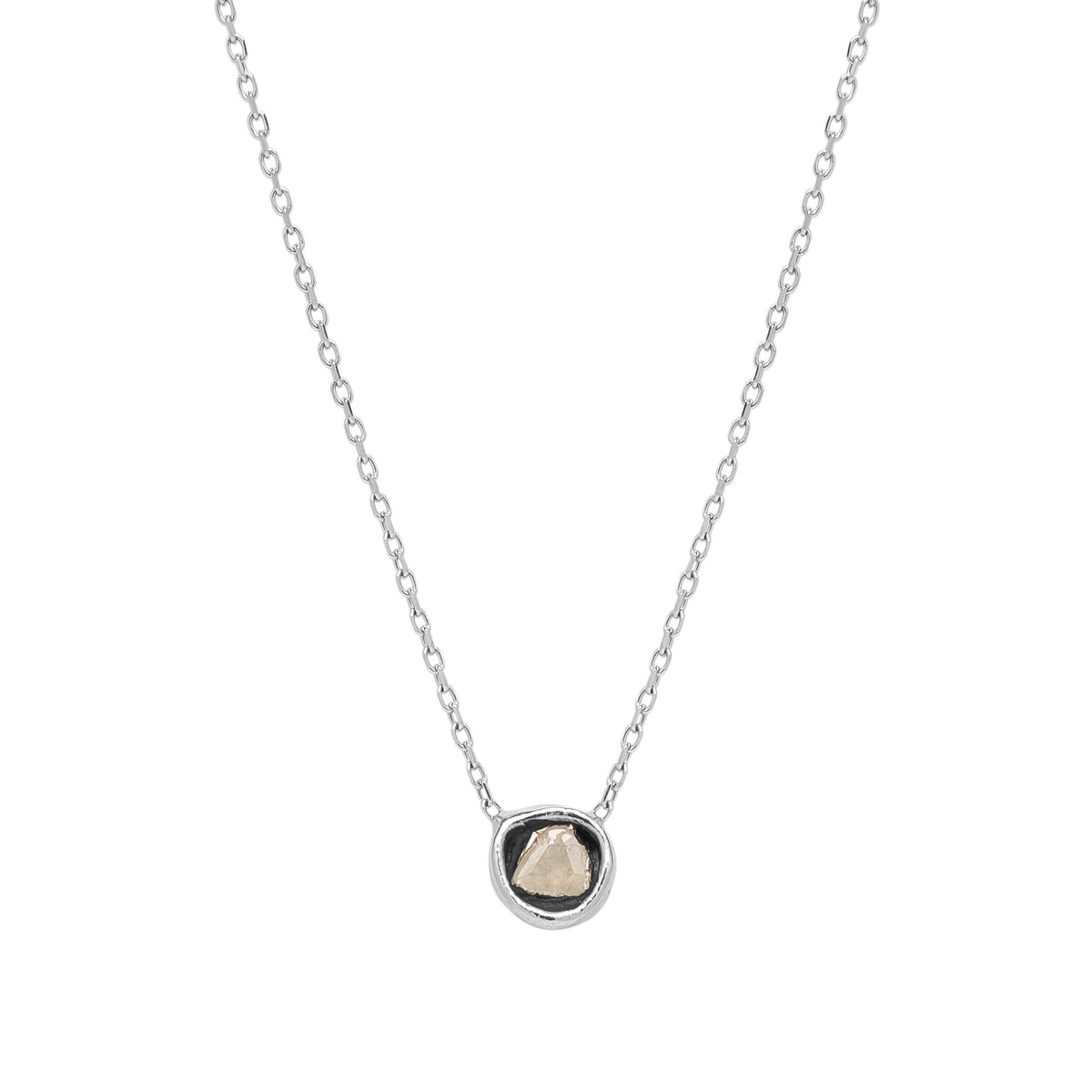 Sterling Silver Raw Uncut Polki Diamond Necklace