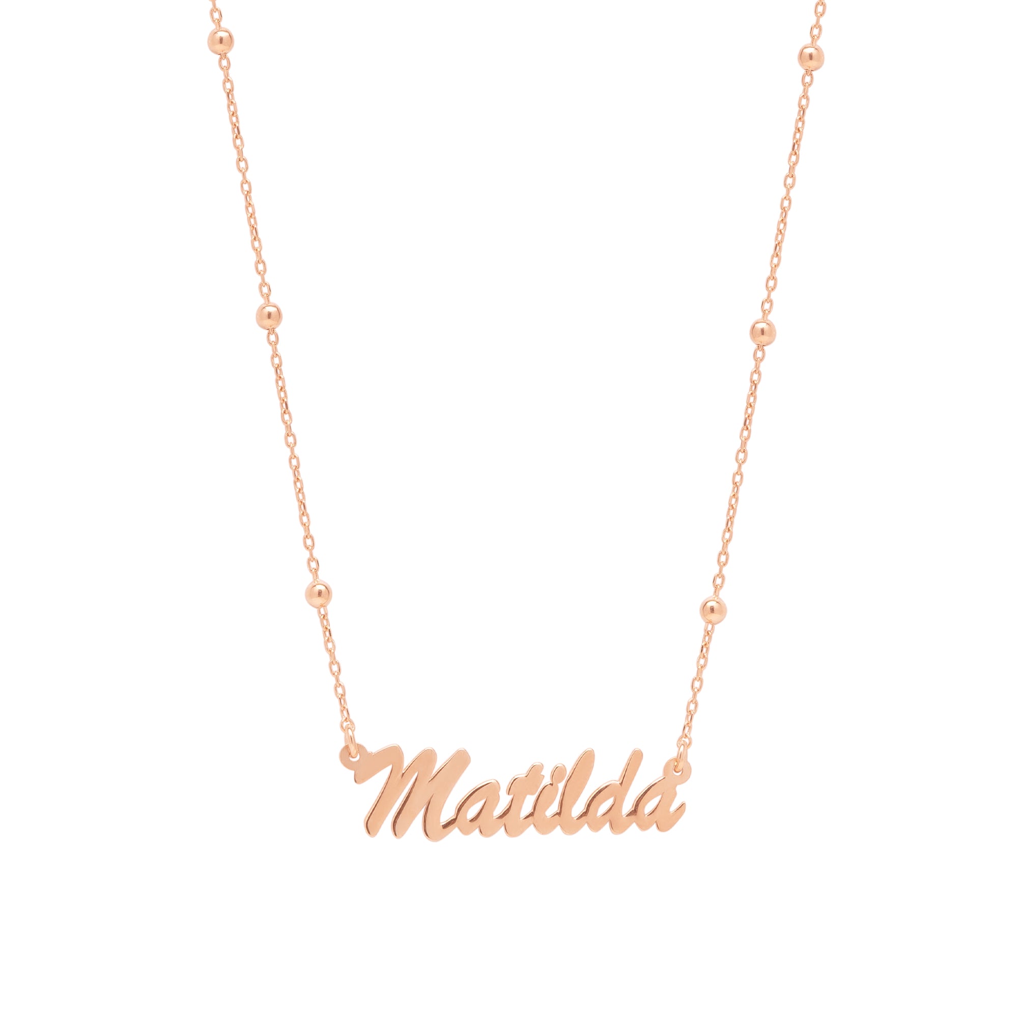 Fine Sterling Silver Satellite Beaded Signature Name Necklace