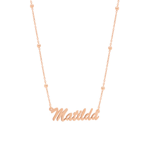 Fine Sterling Silver Satellite Beaded Signature Name Necklace