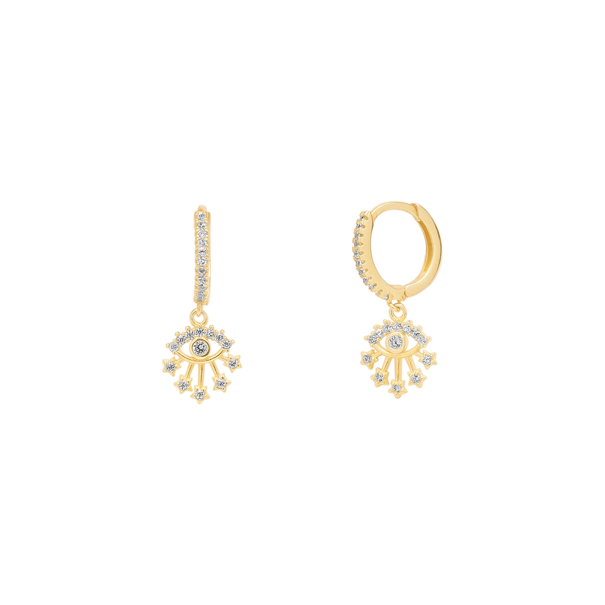 Fine 14ct Solid Gold Evil Eye Drop Earrings