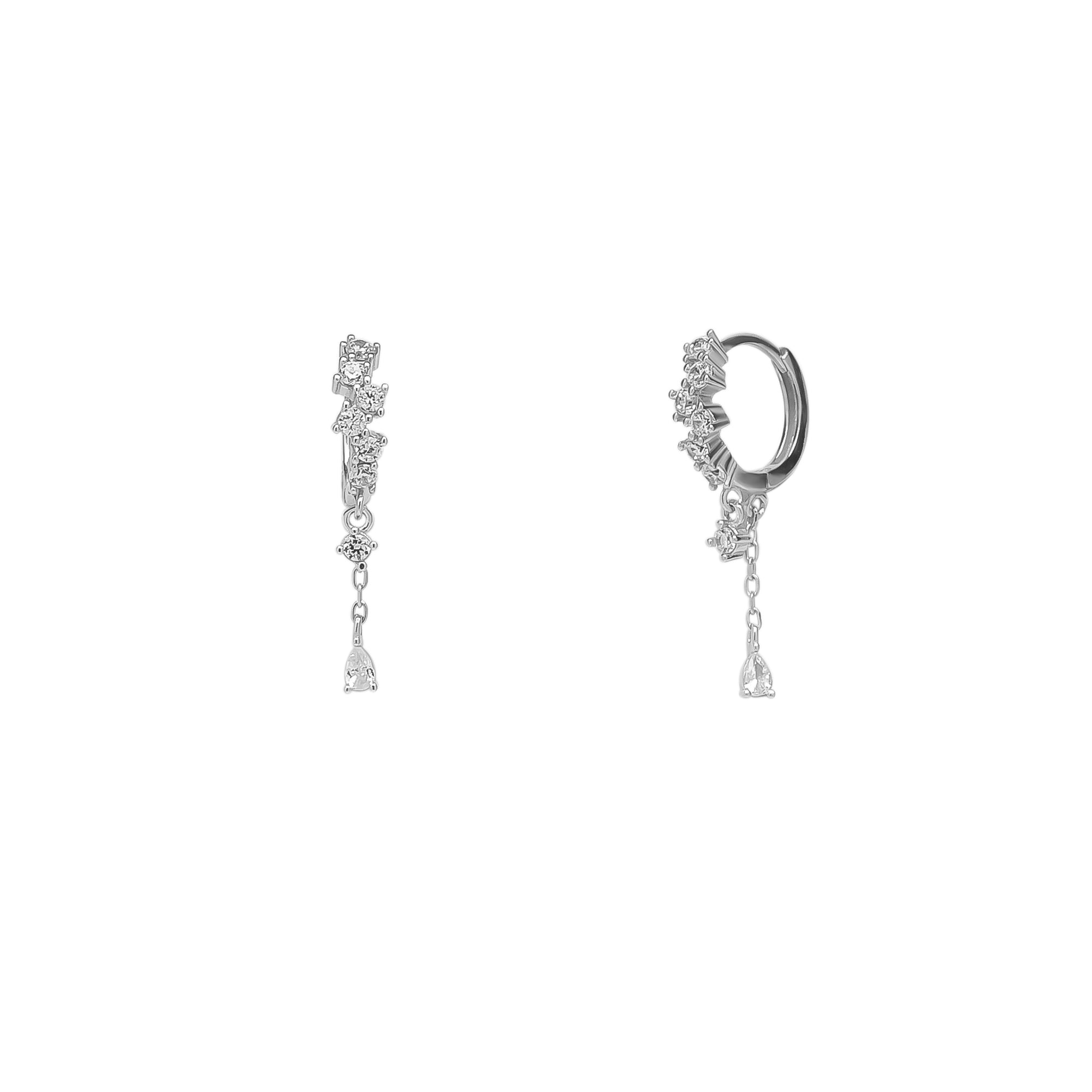 Dripping Sterling Silver Huggie Drop Earring