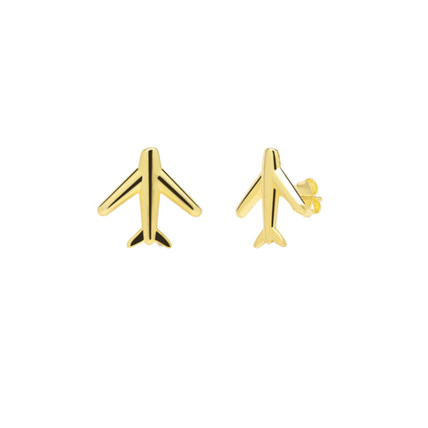 Airplane Sterling Silver Stud Earring