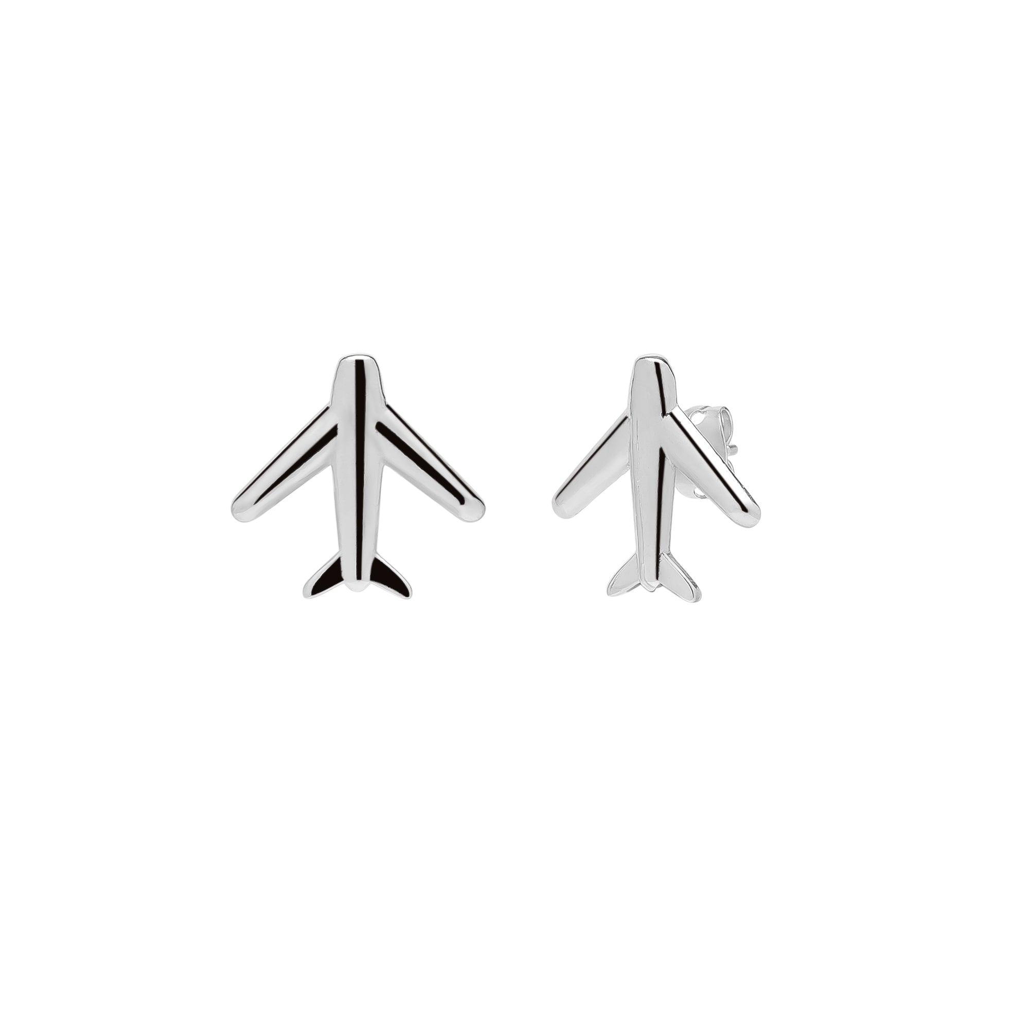 Airplane Sterling Silver Stud Earring
