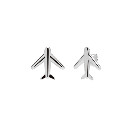 Airplane Sterling Silver Stud Earring