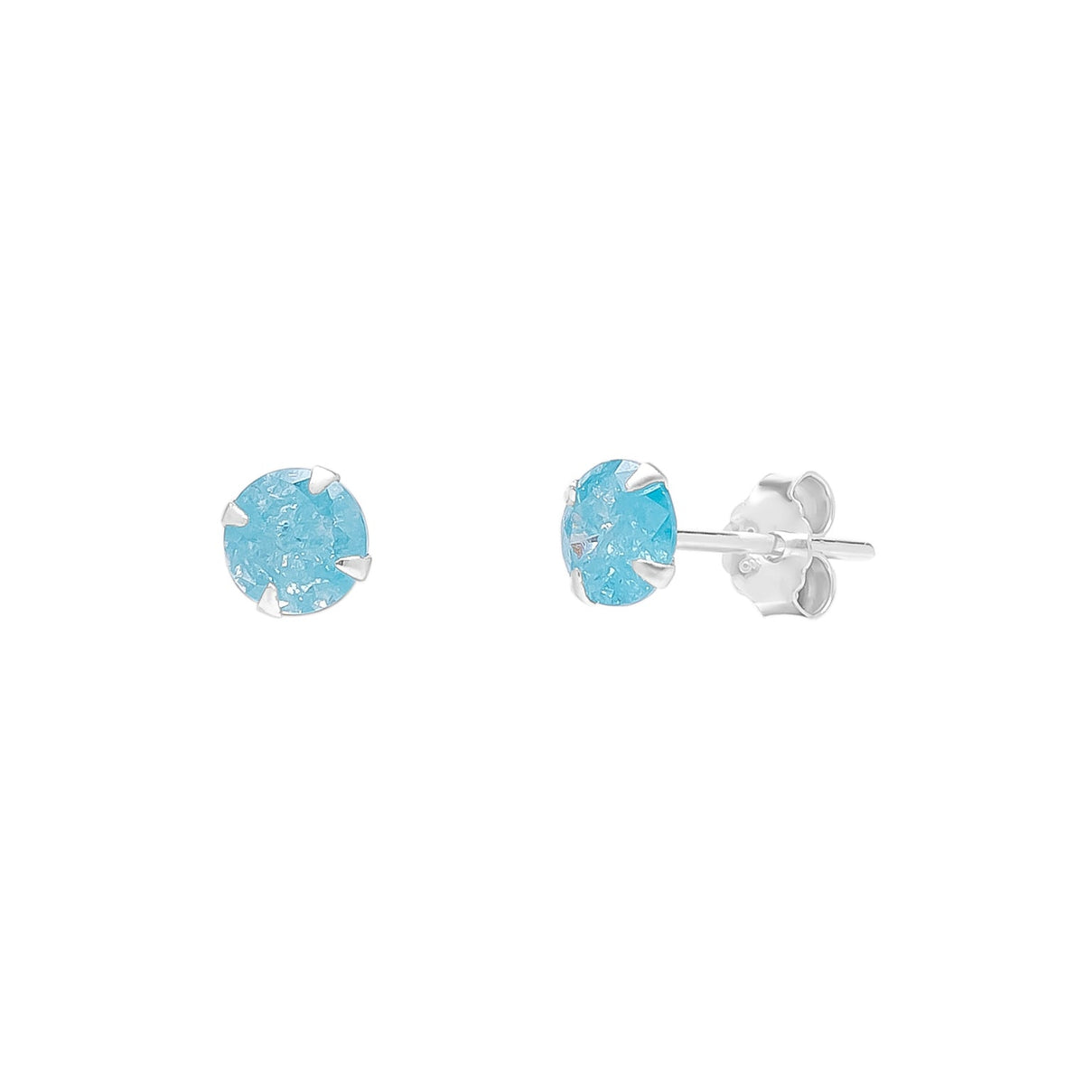 Sterling Silver Glittering Blue Stud Earring