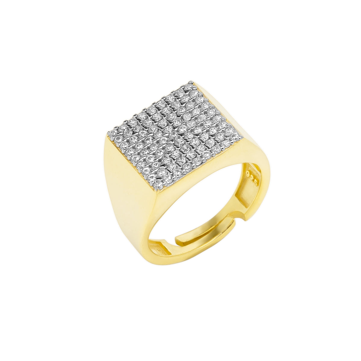 Sterling Silver Square Pave Signet Ring