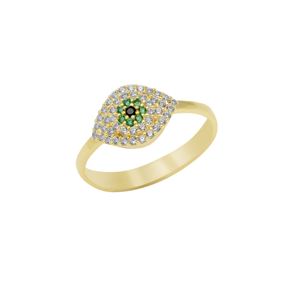 Sterling Silver Green Evil Eye Ring