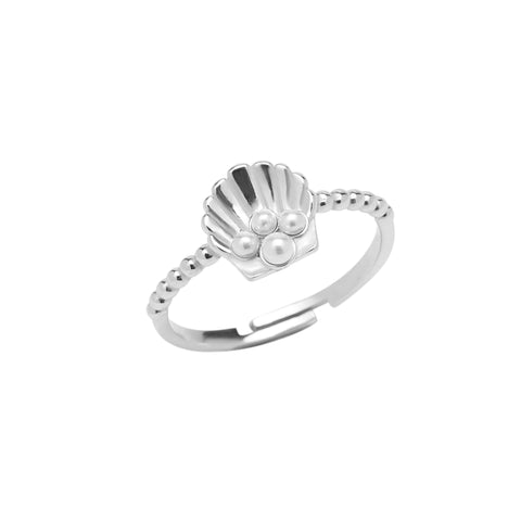 Scallop Shell Pearl Sterling Silver Ring