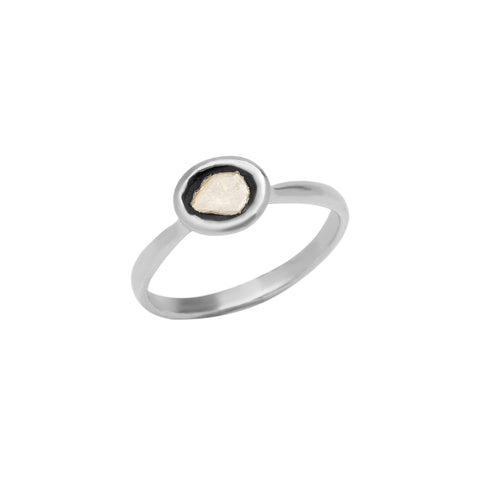 Sterling Silver Polki Raw Uncut Diamond Ring