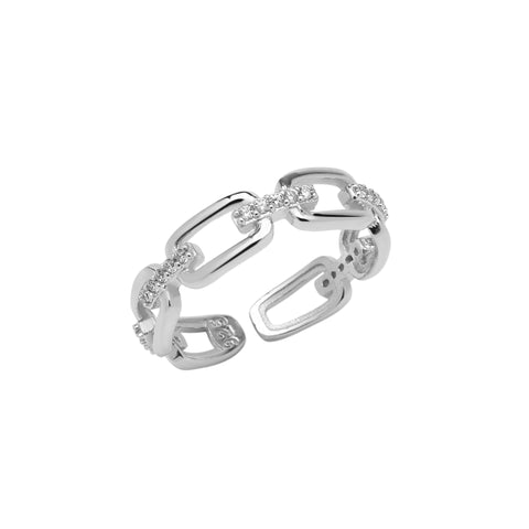 Sterling Silver Pave Chain Ring