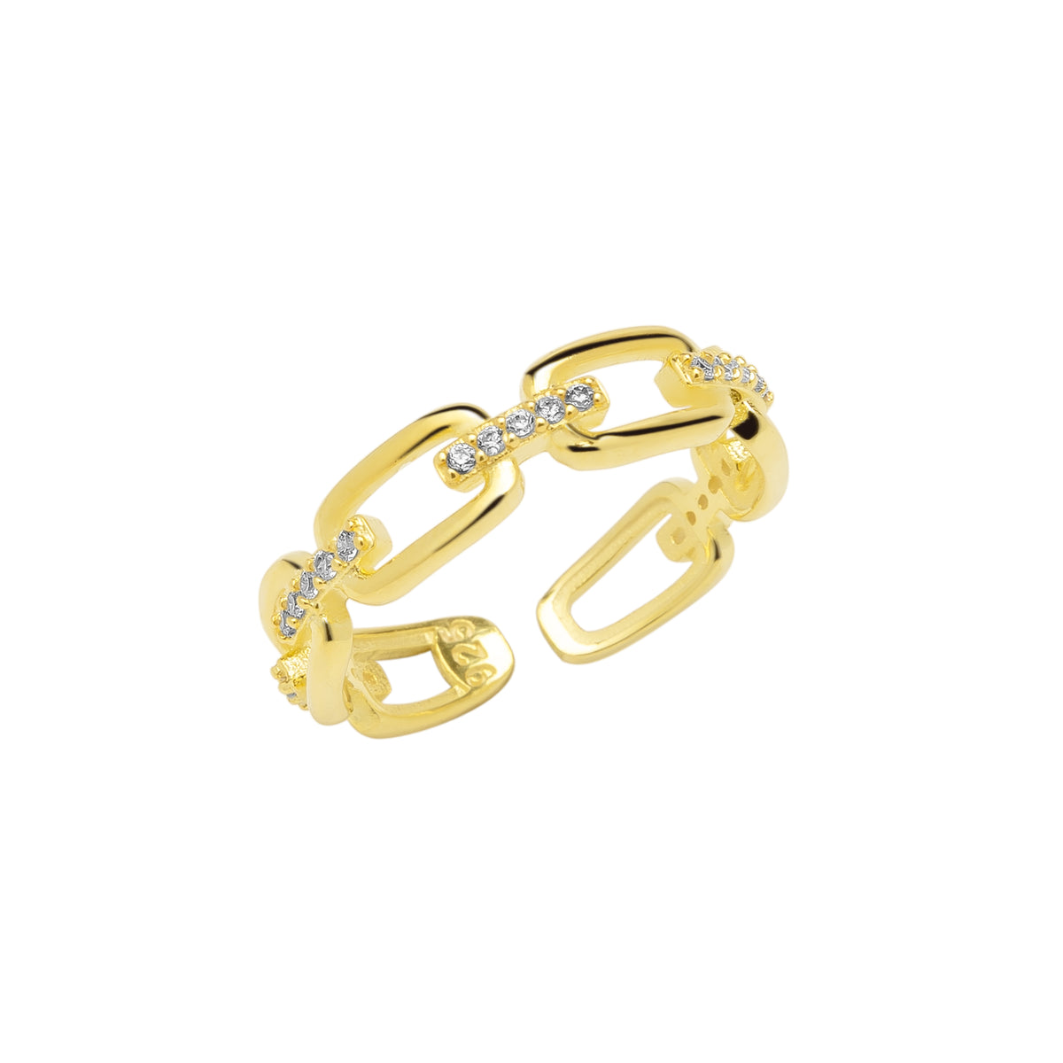 Sterling Silver Pave Chain Ring