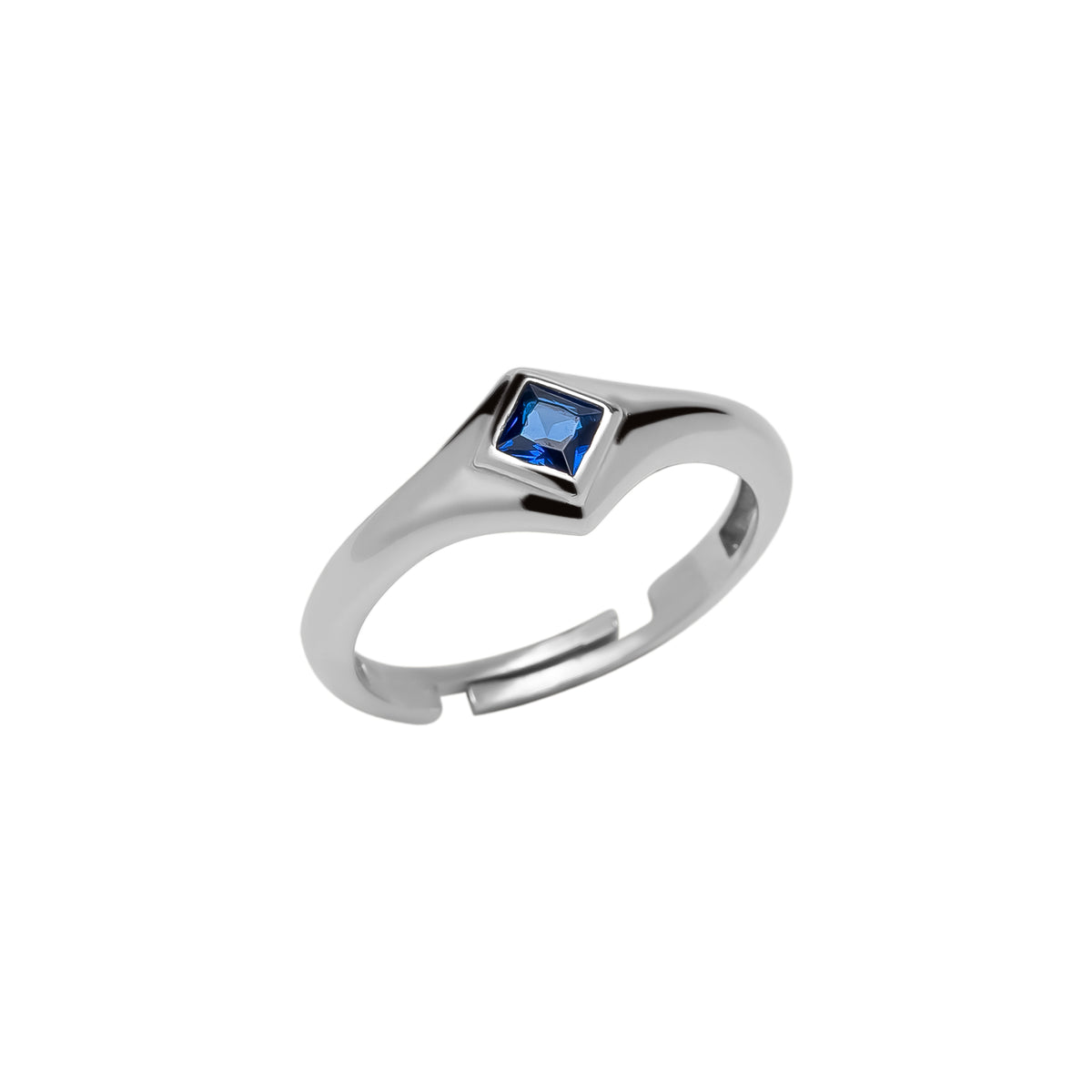 Fine Rectangular Navy Sterling Silver Statement Ring