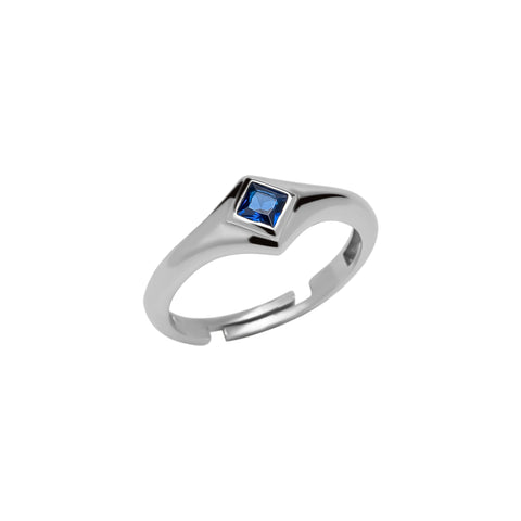 Fine Rectangular Navy Sterling Silver Statement Ring