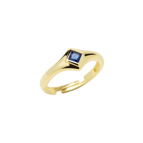 Fine Rectangular Navy Sterling Silver Statement Ring