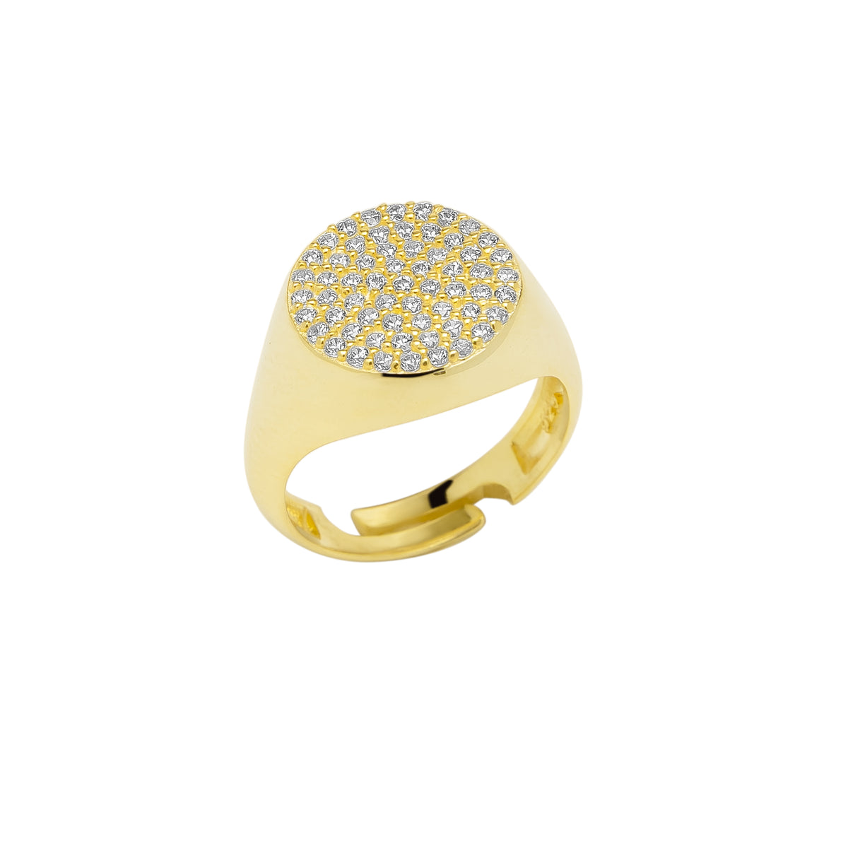 Sterling Silver Round Pave Signet Ring