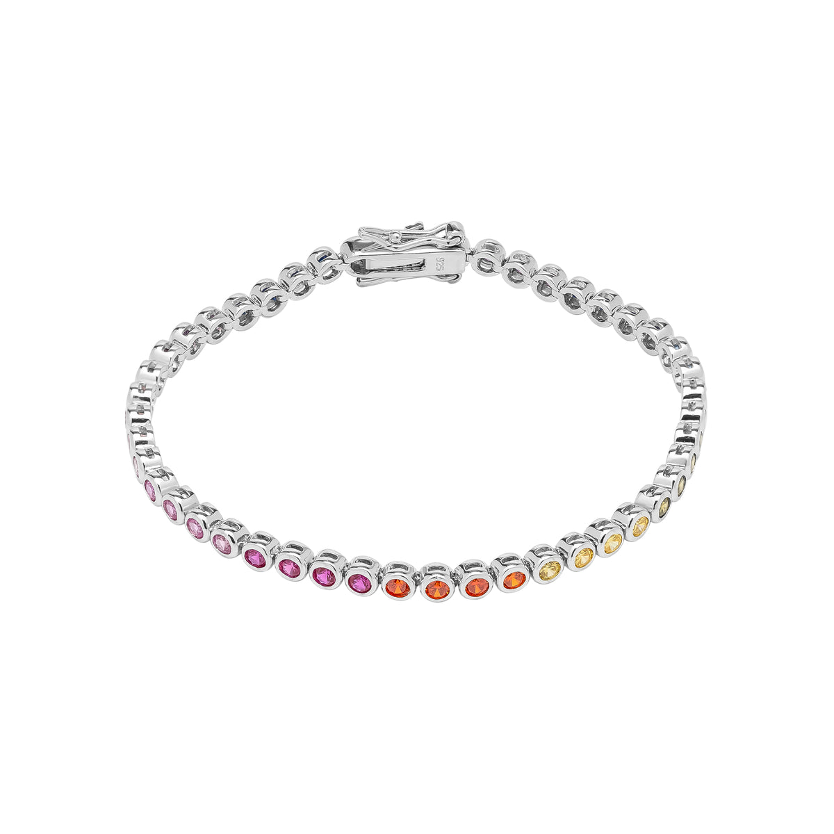 Sterling Silver Large Multicolour Bezel Tennis Bracelet