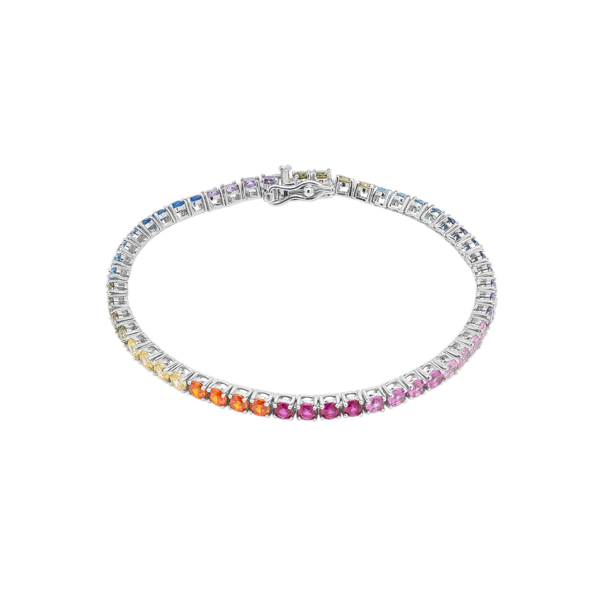 Sterling Silver Large Rainbow Tennis Bracelet