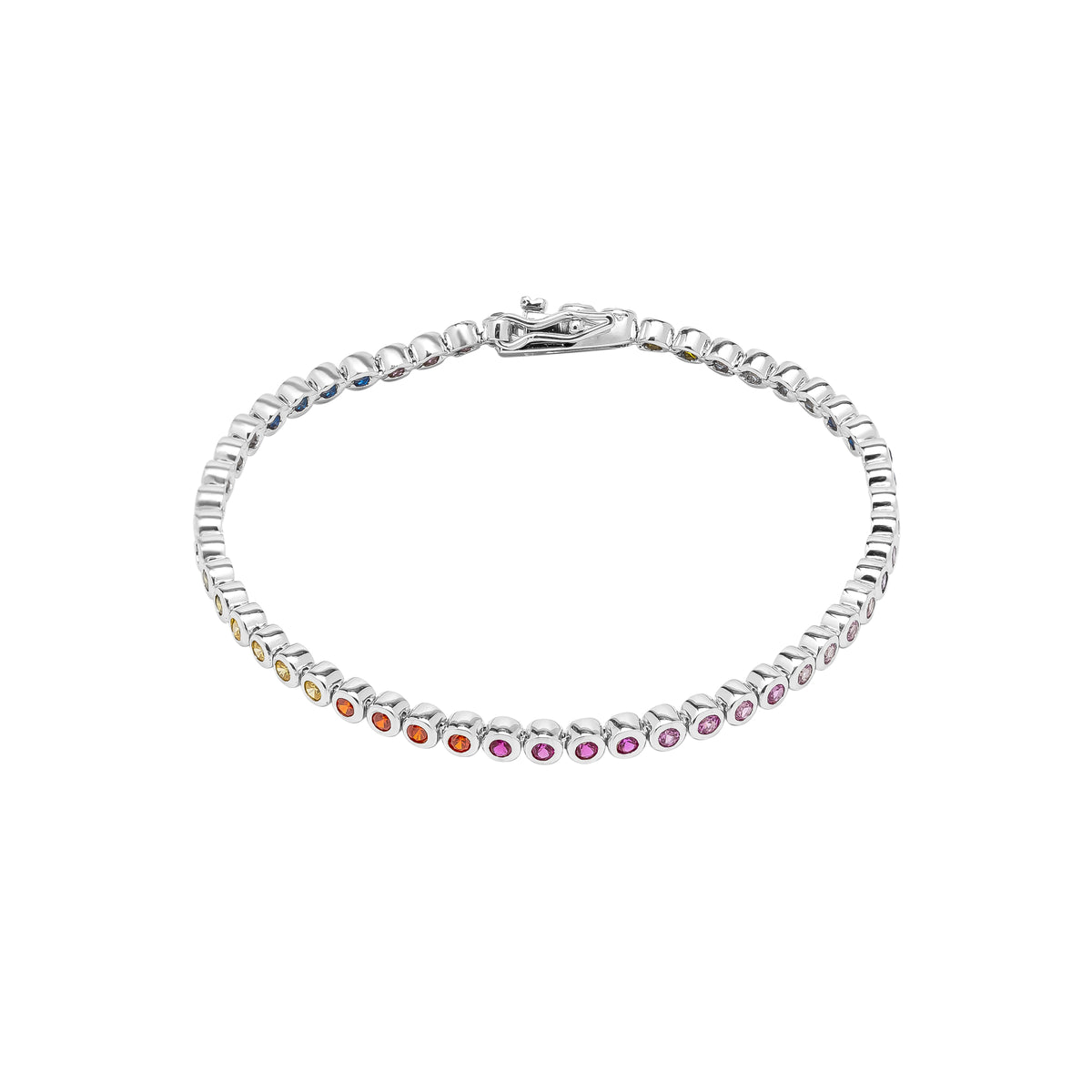 Sterling Silver Multicolour Bezel Tennis Bracelet