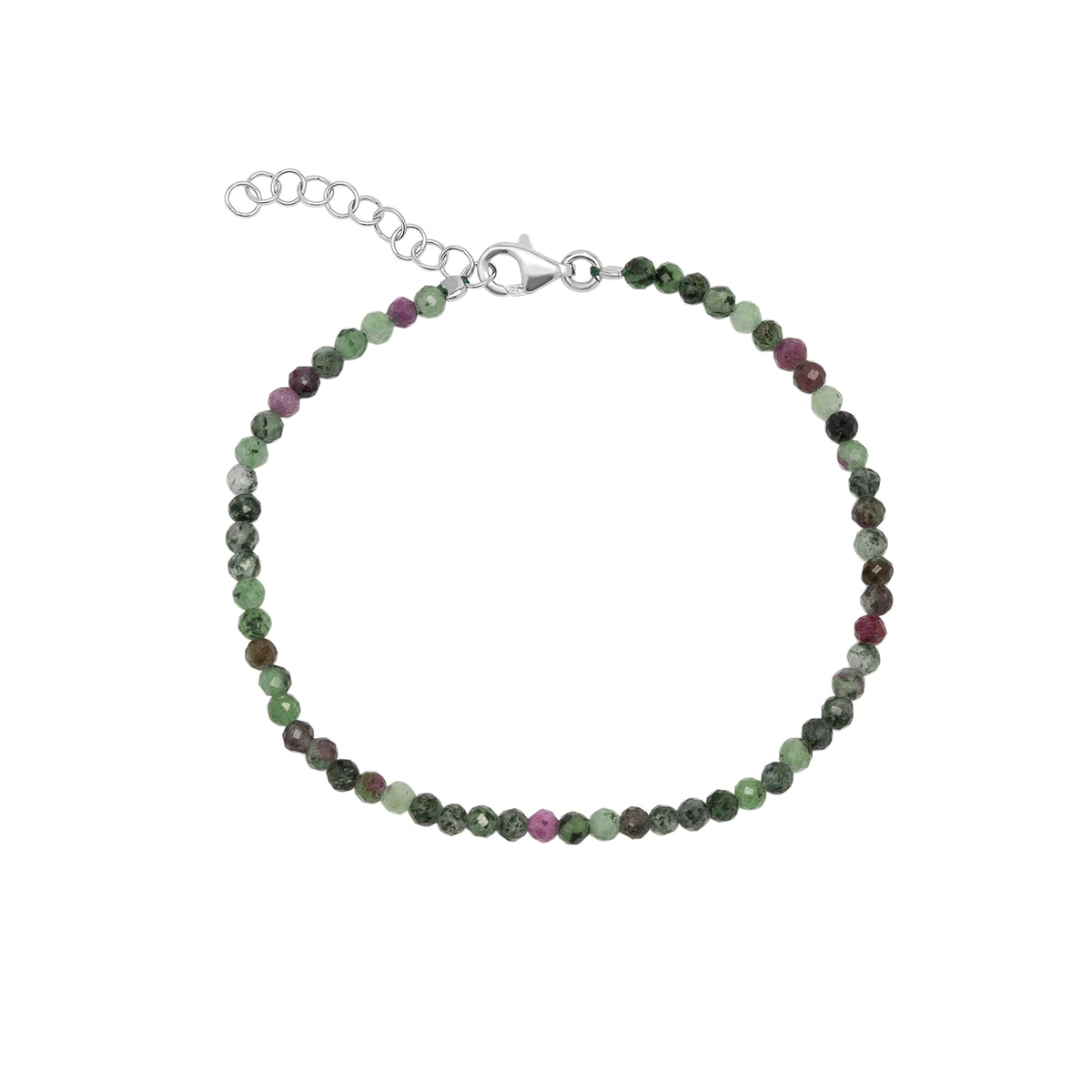 Fine Red Green Tourmaline Sterling Silver Bracelet