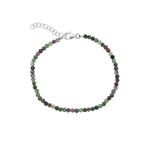 Fine Red Green Tourmaline Sterling Silver Bracelet