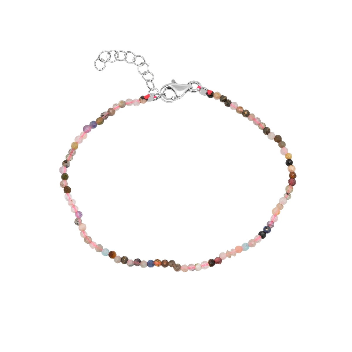 Fine Multicolor Tourmaline Sterling Silver Bracelet